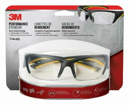 3M™ Safety Eyewear 90212-HZ4, Gray Frame Yellow Accent, Clr/AF & Scratch Resistant Lens, 4/cs